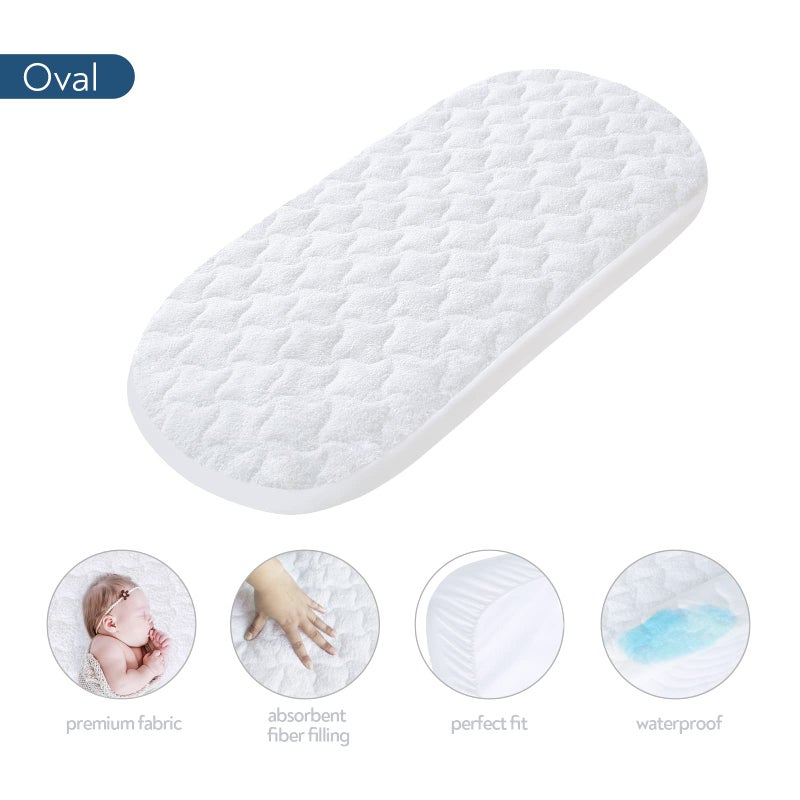 Magik & Kover Bassinet Mattress Pad Cover 32" x 16" - Fit for Dream On Me Karley(Plus), Delta Children Deluxe, ANGELBLISS 3 in 1 Rocking, Safety 1st Bassinet, Waterproof Bassinet Mattress Protector - Image 3